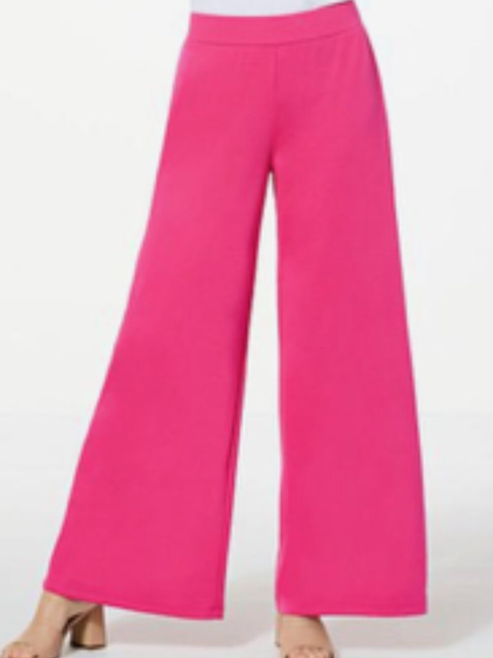 IMAN Hot Pink Wide Leg Pull On Stretch Pant Sz Large Tall